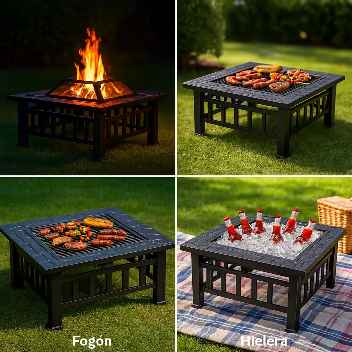 SPACE HOME - Fogon brasero 3 en 1 para jardin terraza