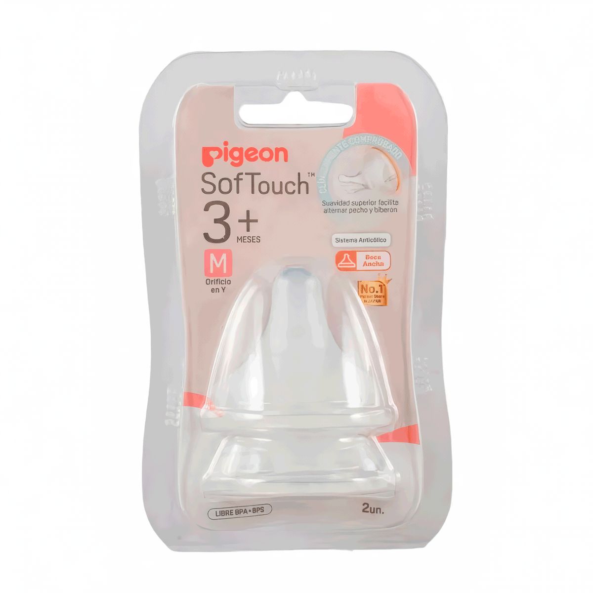 PIGEON - Tetinas Chupete Pack 2 Repuestos Boca Ancha M 3+ Pigeon