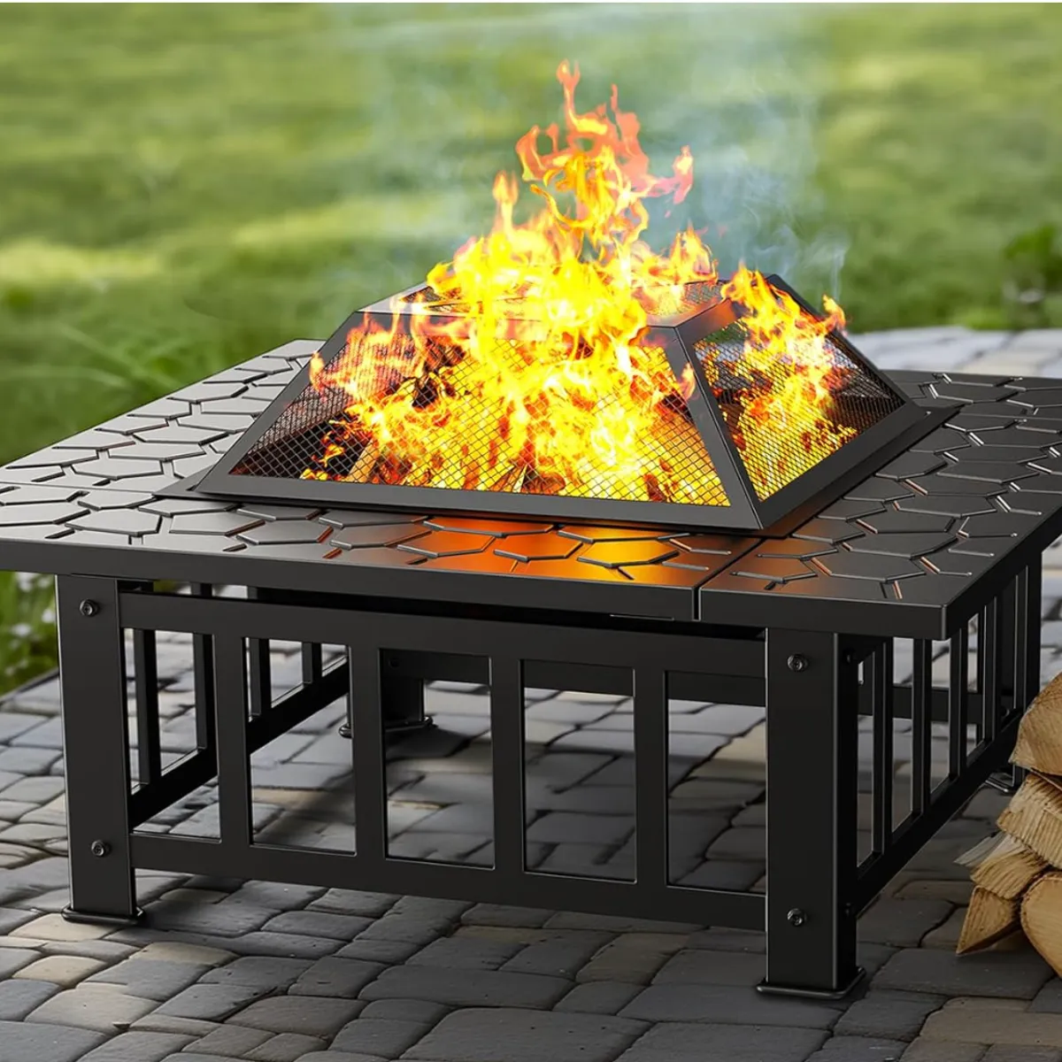 SPACE HOME - parrillera brasero 3 en 1 carbon o leña jardin