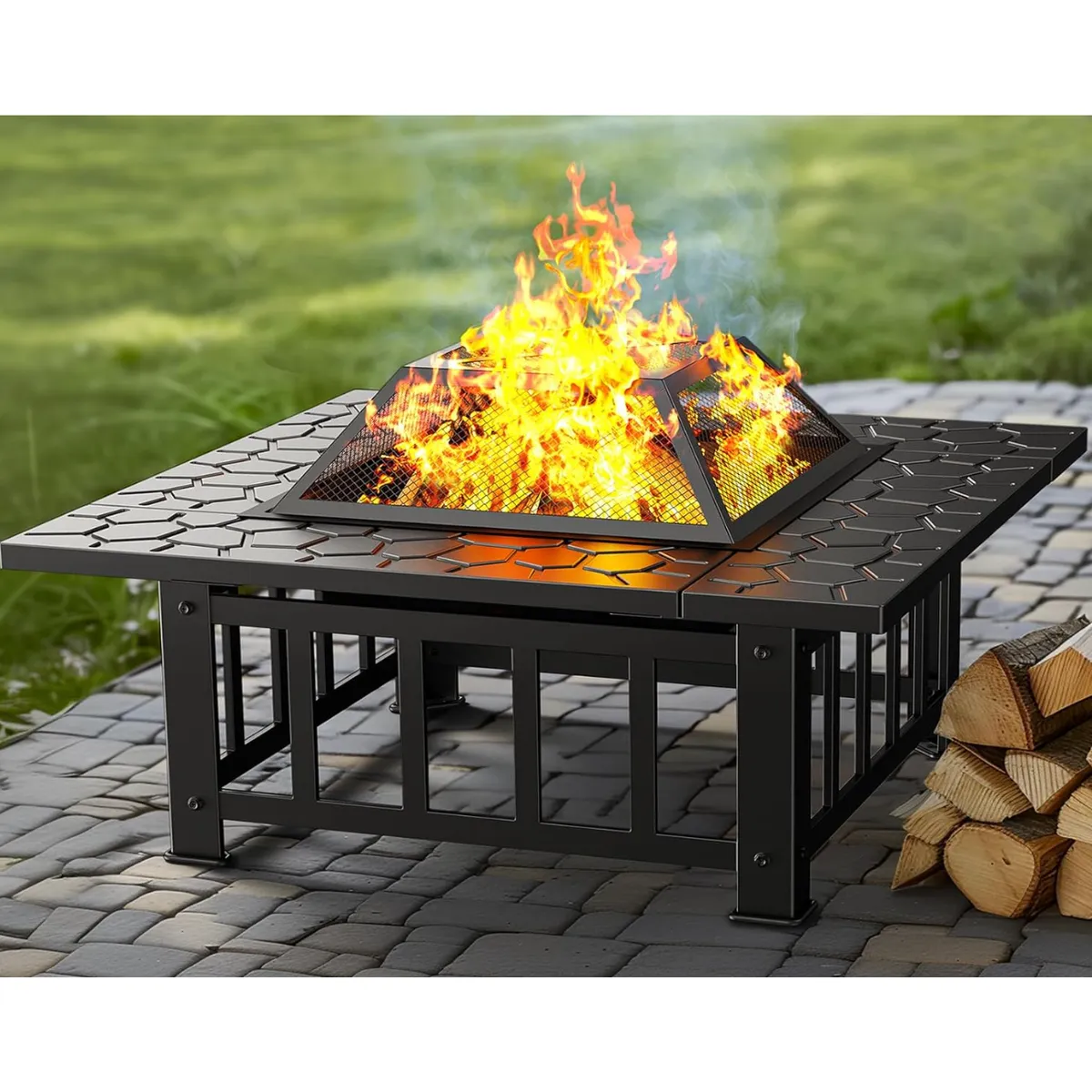 SPACE HOME - parrillera brasero 3 en 1 carbon o leña jardin