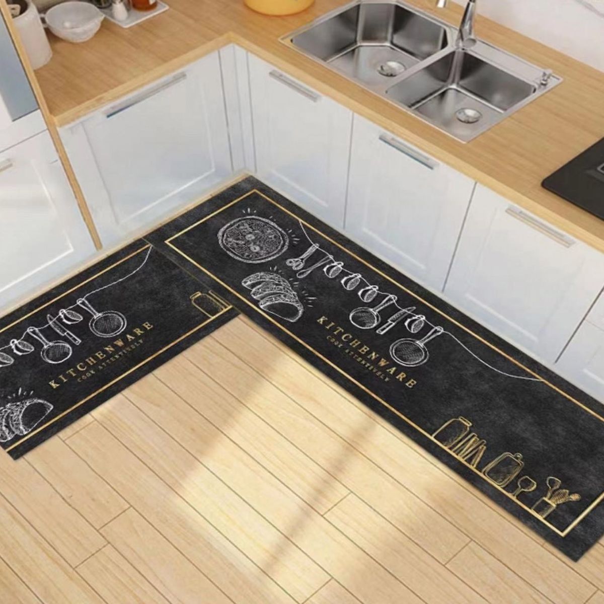 GENERICO - Pack 2 Alfombra De Cocina Antideslizante Piso Entrada De Baño
