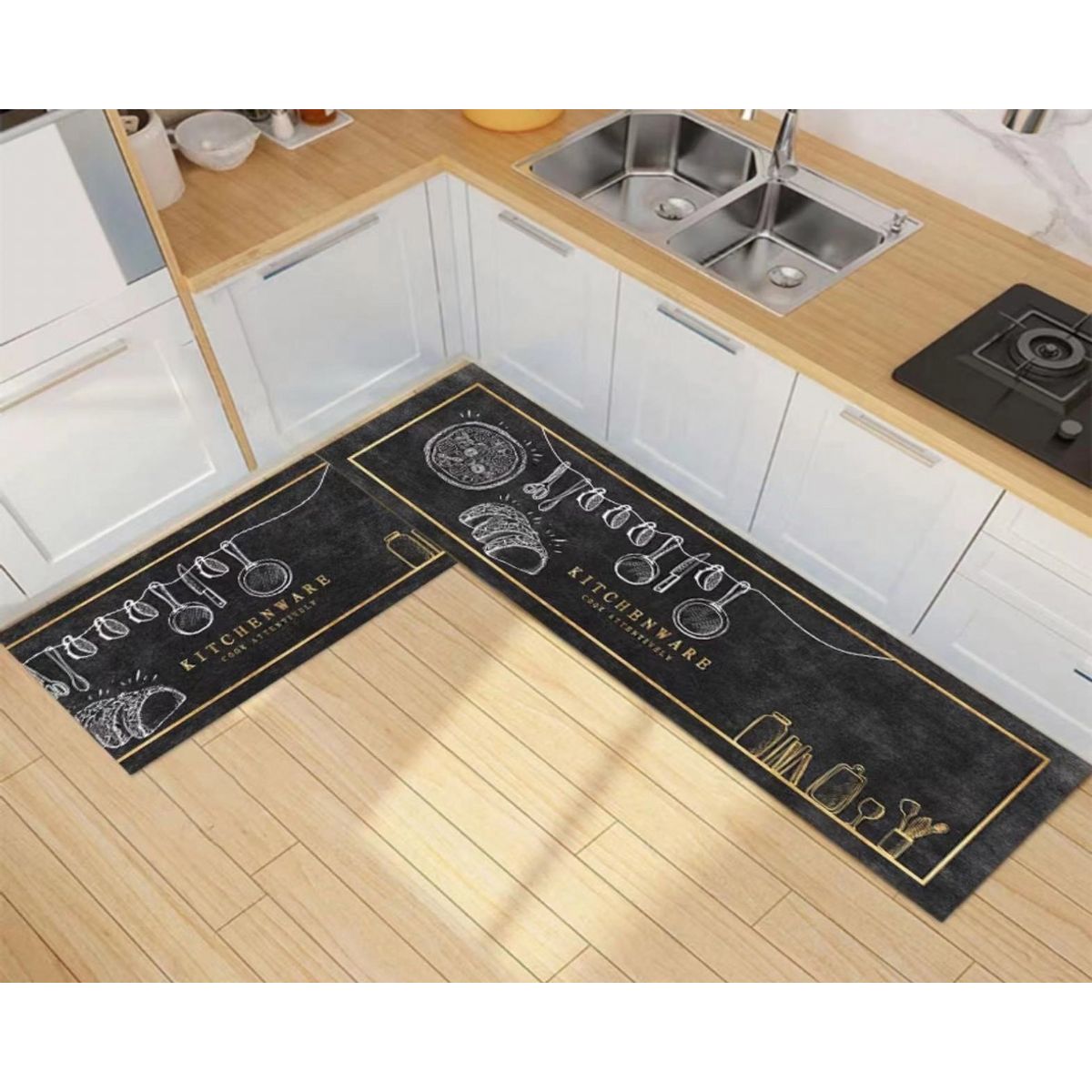 GENERICO - Pack 2 Alfombra De Cocina Antideslizante Piso Entrada De Baño