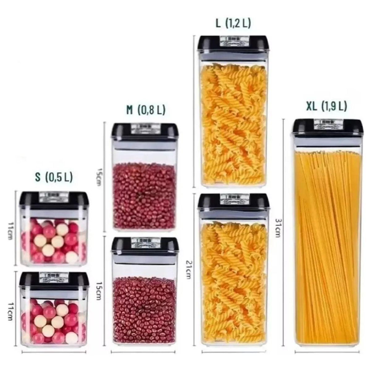 GENERICO - Set 7 Contenedores De Alimento Tapa Hermética Almacenamiento