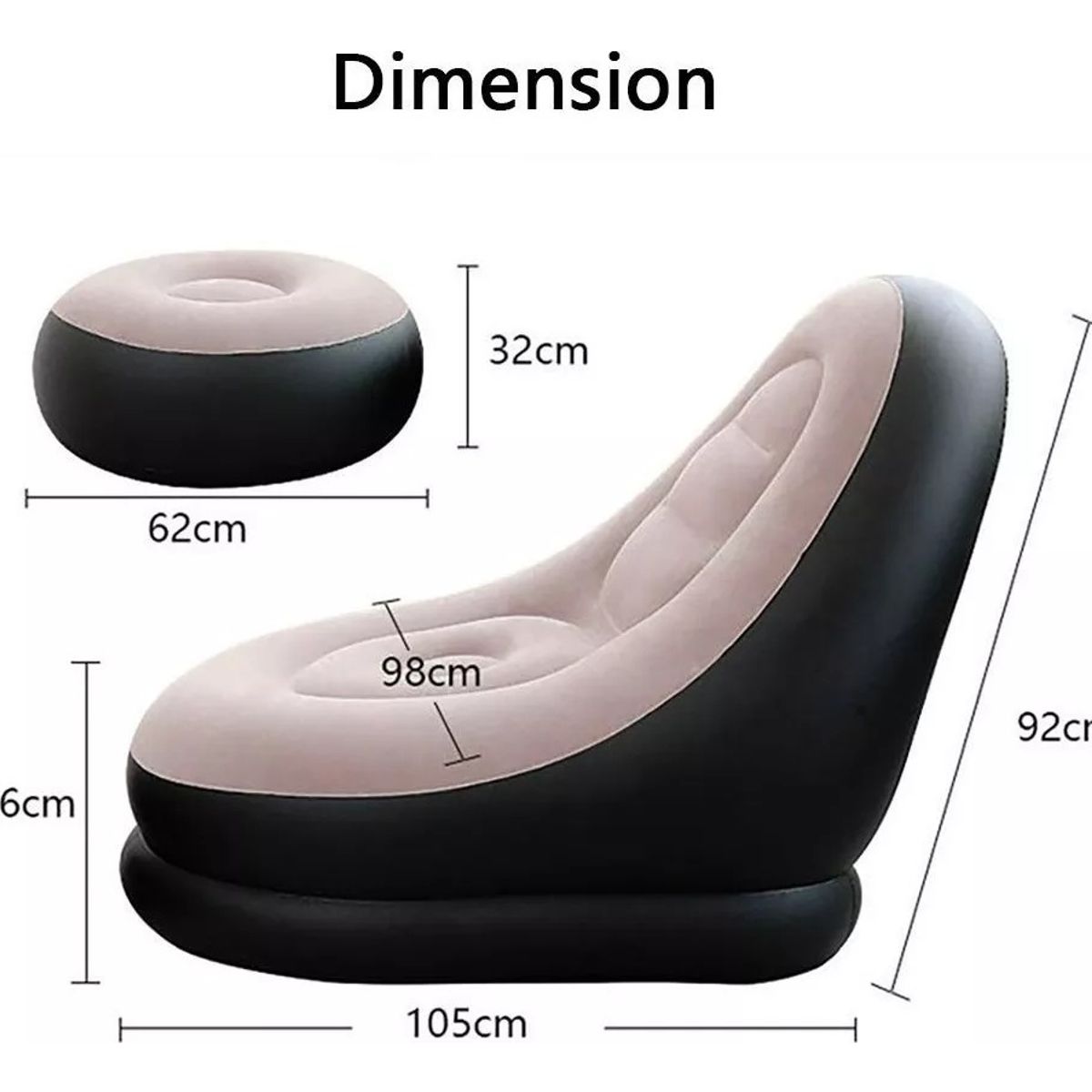 GENERICO - Sillón Inflable Puff Tumbona Con Reposa Pies