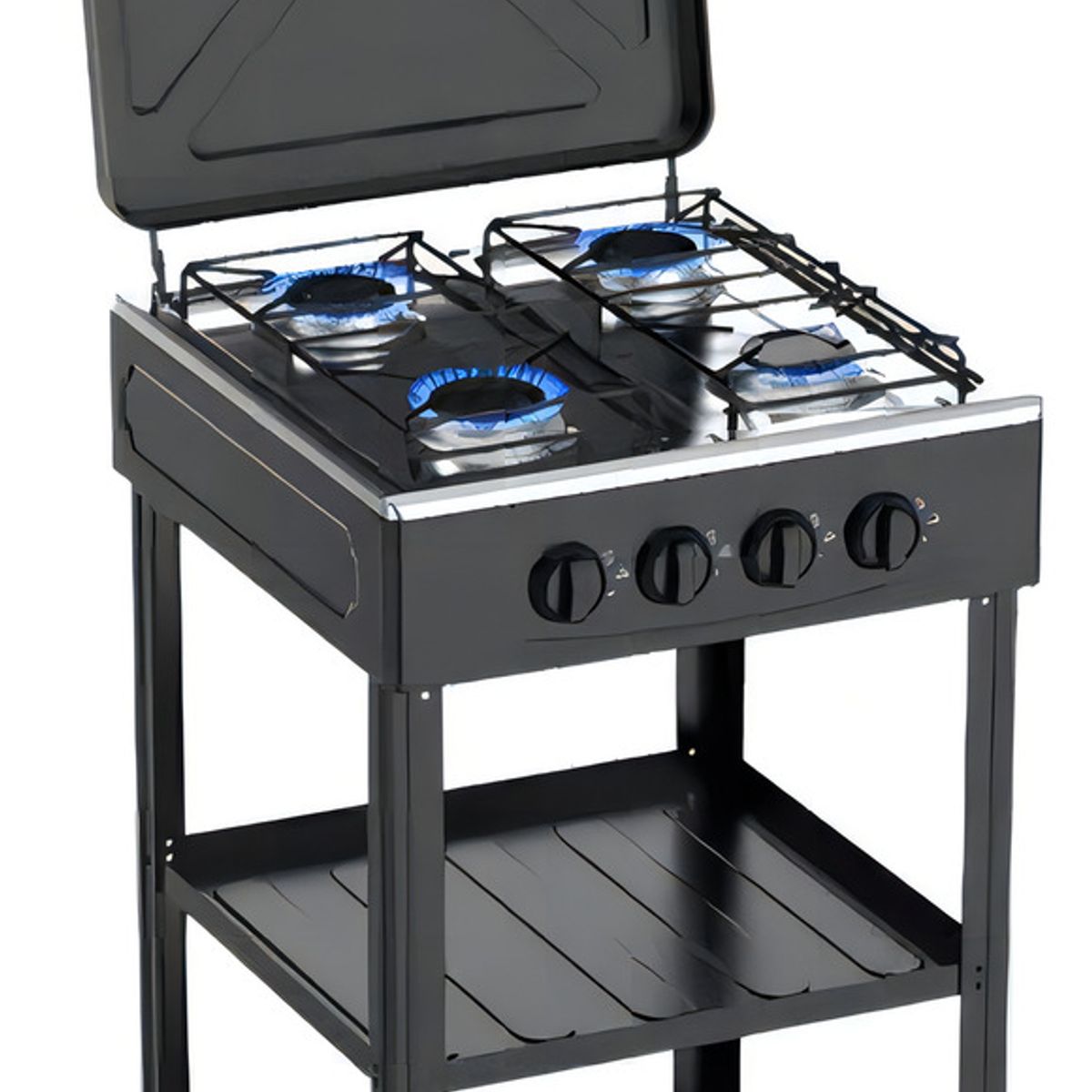 Cocina Encimera A Gas 4 Quemadores Con Repisas Color Negro, marca GENERICO - Foto Principal