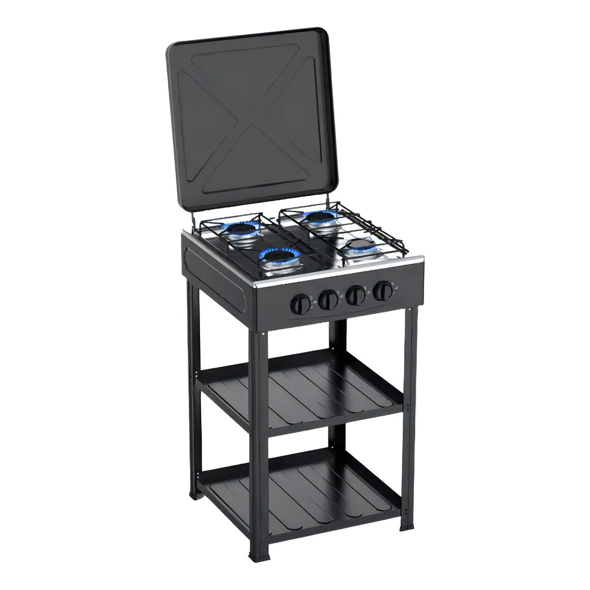 Cocina Encimera A Gas 4 Quemadores Con Repisas Color Negro, marca GENERICO - Foto Principal