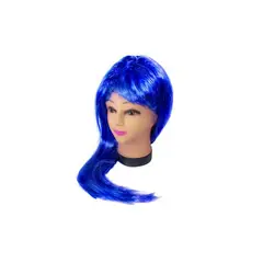 GENERICO - Peluca Larga Azul Rey 60 Cm 160 Gramos 1 Unidad