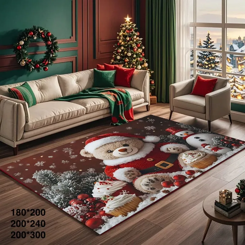 GENERICO - Alfombras de Navidad Para Living 180x200cm Osito Navideño
