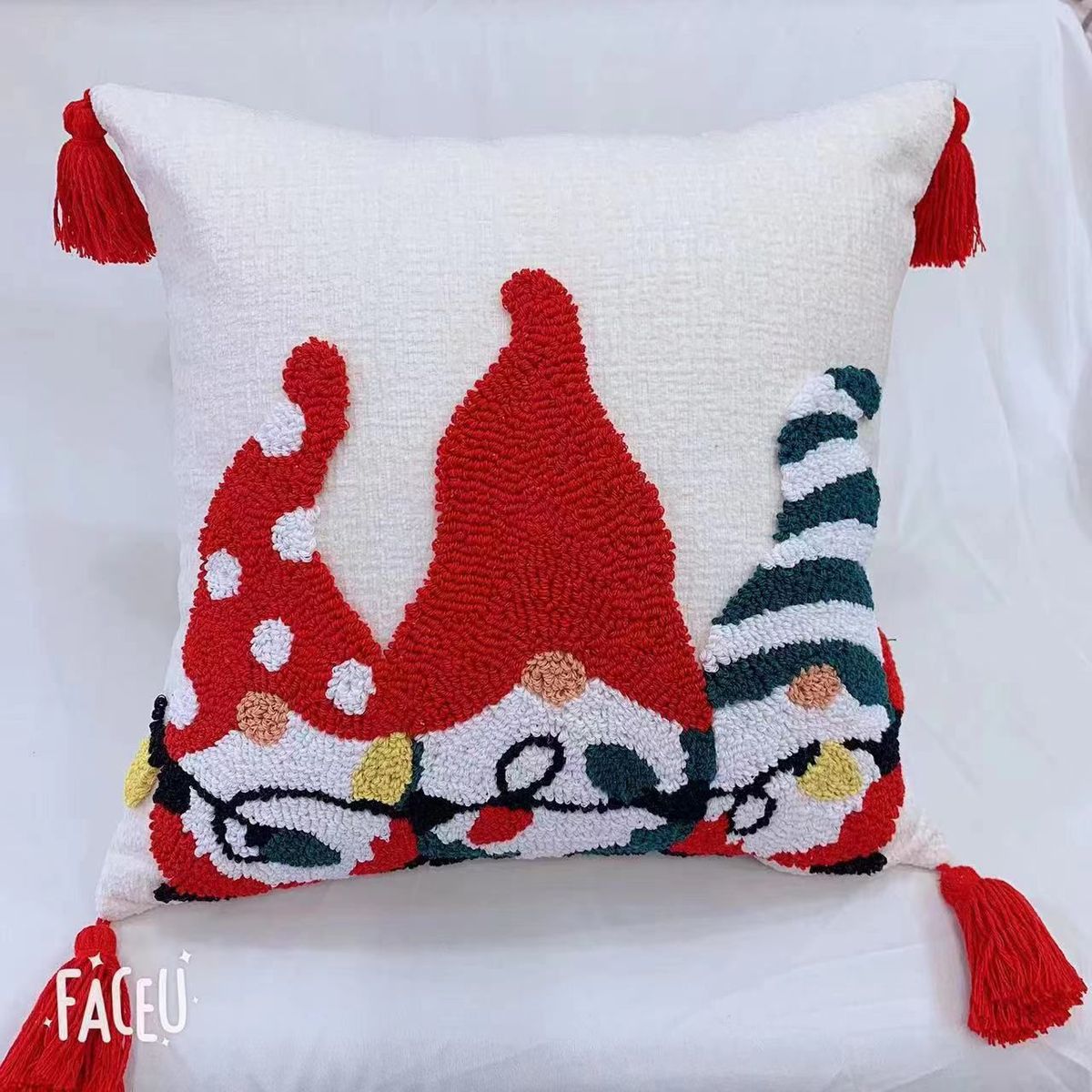 GENERICO - Funda de Cojin Navideña Con Relleno 3D Bordados