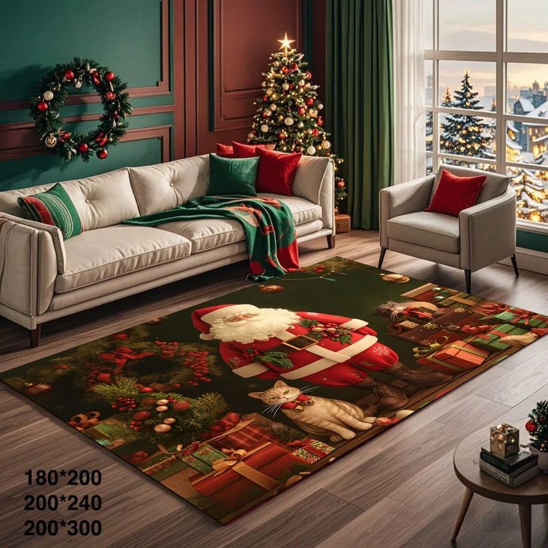 GENERICO - Alfombras de Navidad Para Living 180x200cm Santa Claus