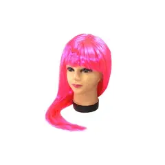 GENERICO - Peluca Larga Fucsia 60 Cm 160 Gramos 1 Unidad