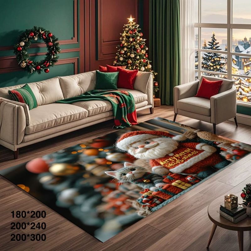 GENERICO - Alfombras de Navidad Para Living 240x200cm Viejito Pascuero