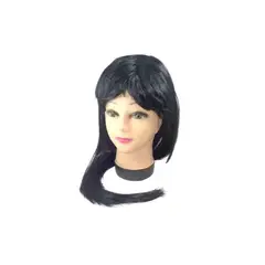 GENERICO - Peluca Larga Negro 60 Cm 160 Gramos 1 Unidad