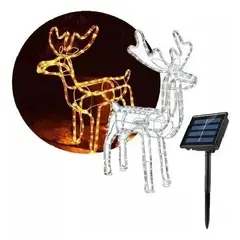 GENERICO - Reno solar de Navidad con luces LED 95 cm color amarillo