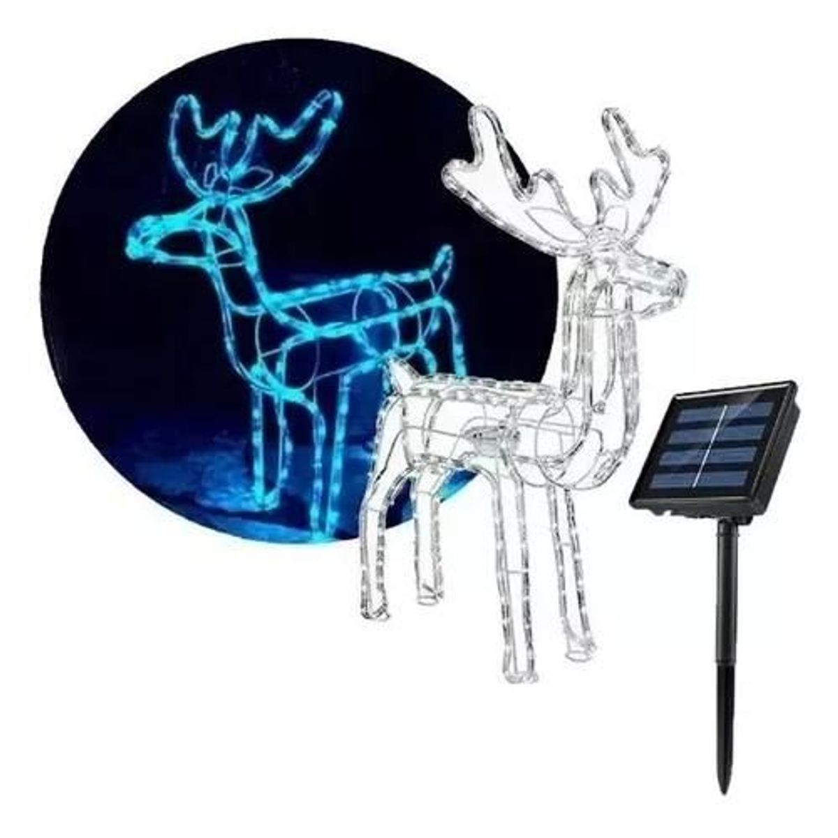 GENERICO - Reno solar de Navidad con luces LED 95 cm color azul