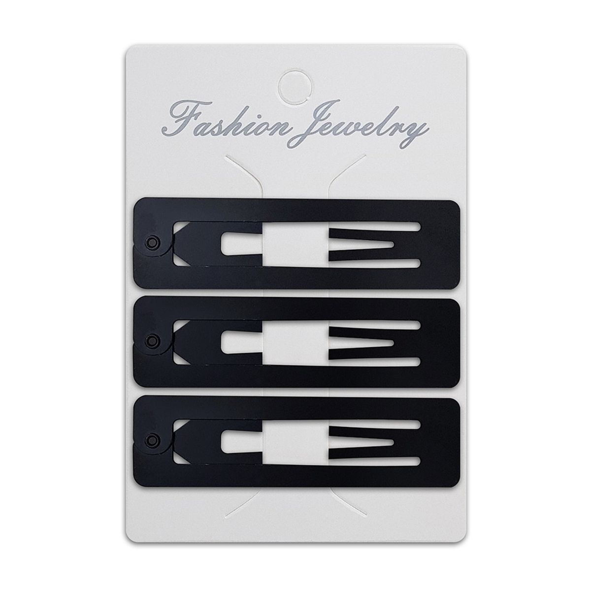 GENERICO - Set 3 Clip Metálico Para Cabello Rectangular Negro