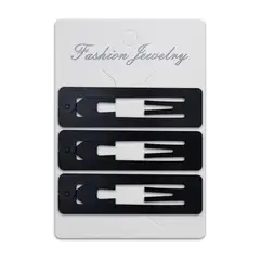 GENERICO - Set 3 Clip Metálico Para Cabello Rectangular Negro