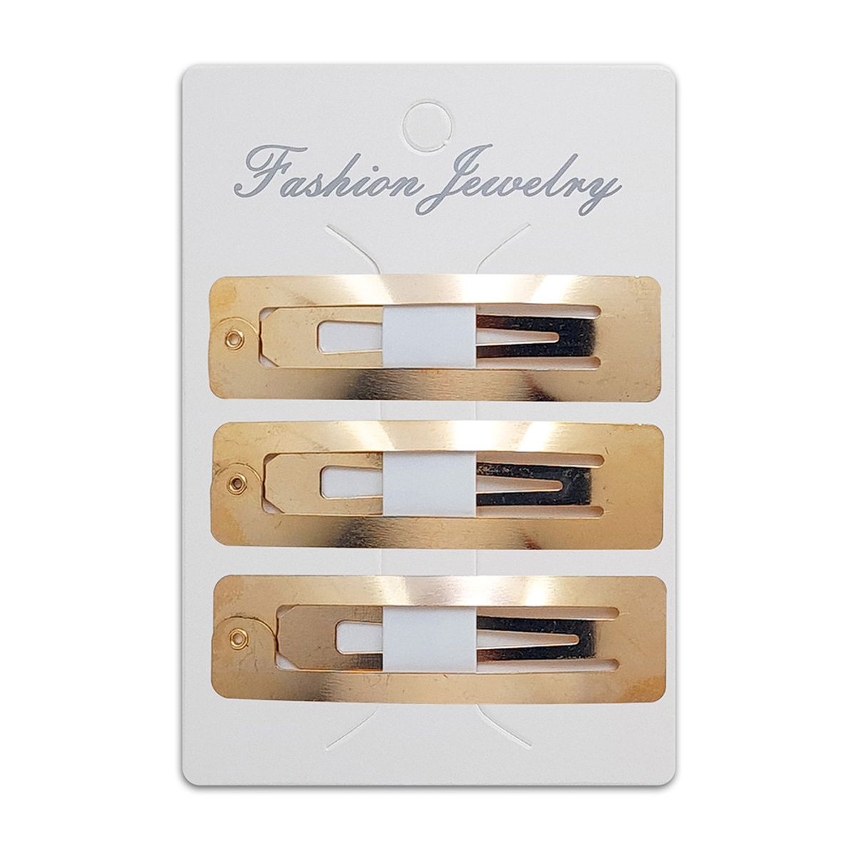 GENERICO - Set 3 Clip Metálico Para Cabello Rectangular Dorado