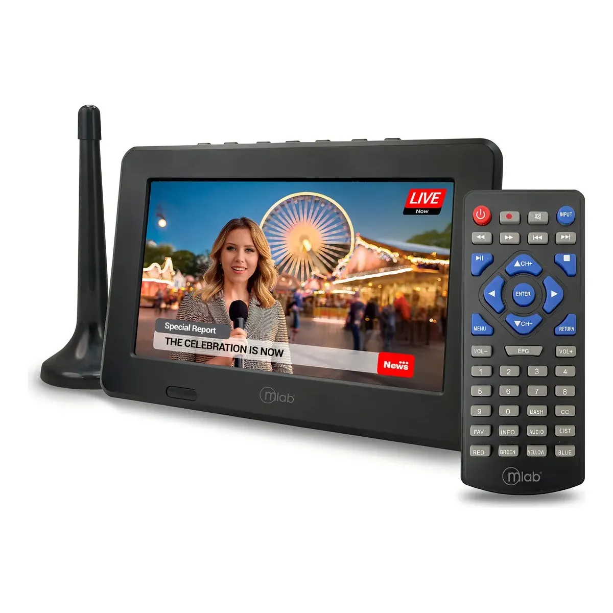 MLAB - Televisor Color Digital Portatil 7 Pulgadas Mlab Recargable