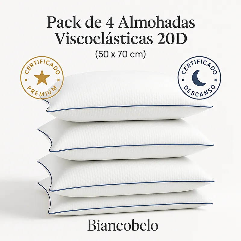 BIANCOBELO - 4 pack Almohadas Cervical Viscoelástica 50x70