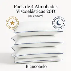 BIANCOBELO - 4 pack Almohadas Cervical Viscoelástica 50x70