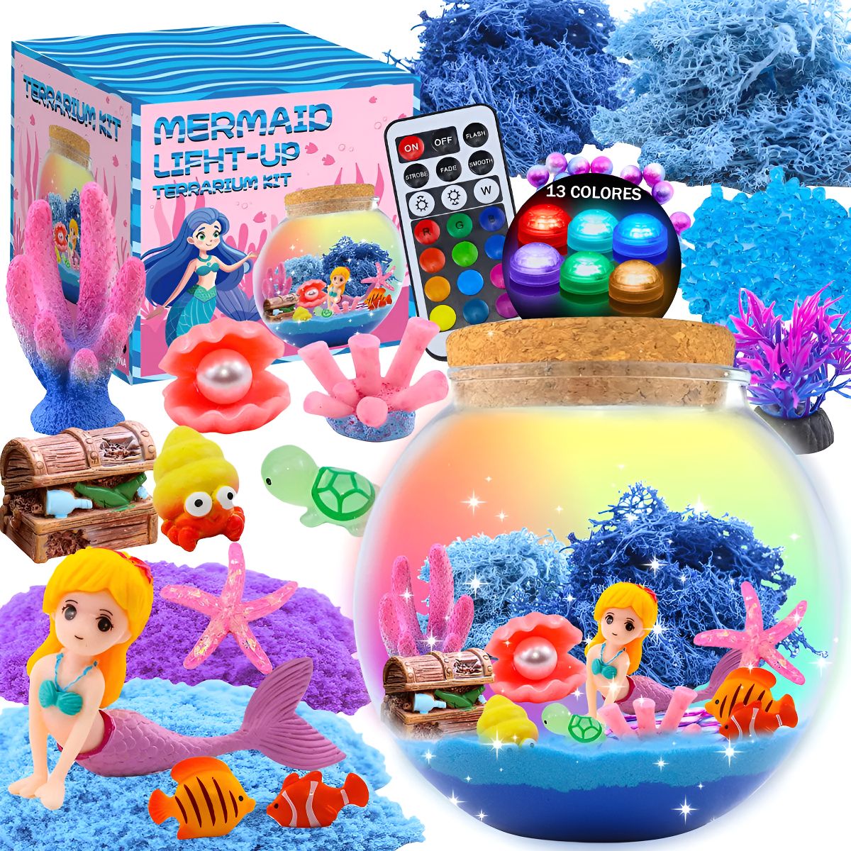 GENERICO - Kit Masa Mágica Con Luz Nocturna Terrario Sirena