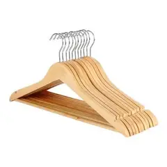 GENERICO - Pack 12 Colgadores Ganchos Para Ropa De Madera 44cm
