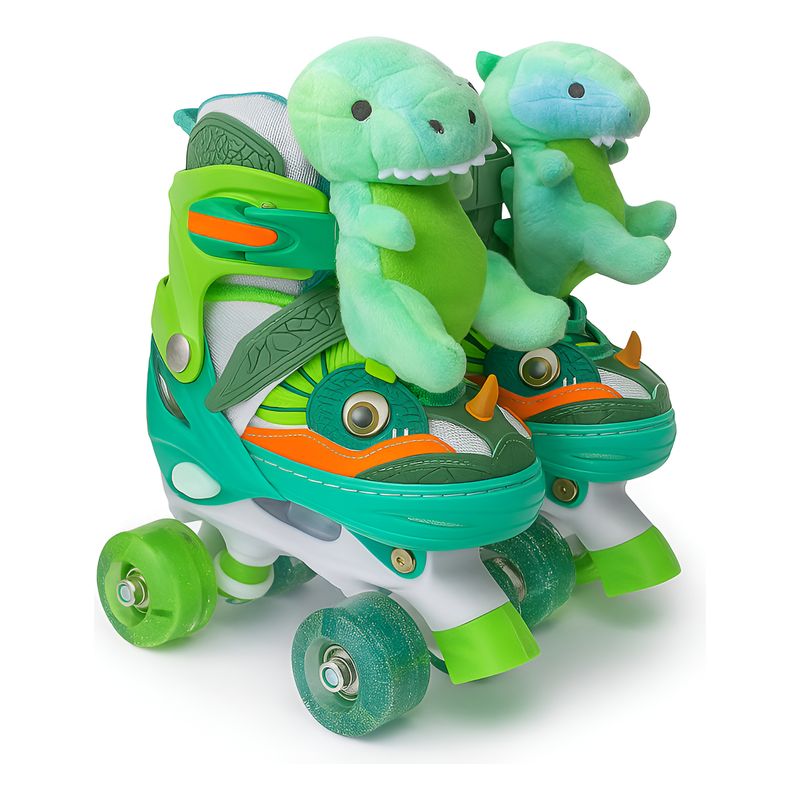 GENERICO - Patin 4 Ruedas Luminosas Y Accesorios Dinopatin