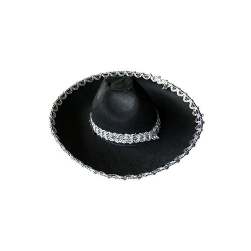 GENERICO - Sombrero Mexicano Plateado Mediano 1 Unidad