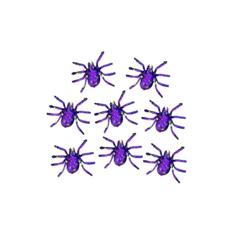 GENERICO - Decoración Halloween Araña Glitter Morado 8 Unidades