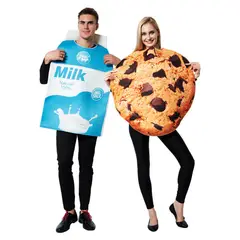 GIOIO - Disfraz de Pareja Leche y Galletas Halloween Combinado L
