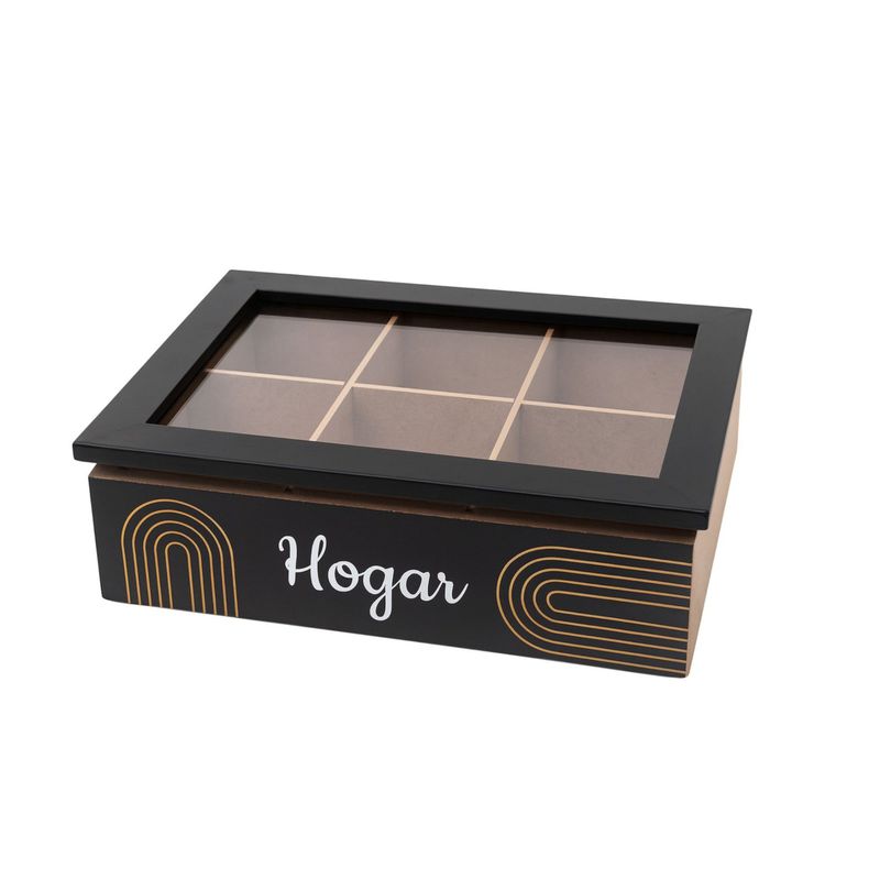 GENERICO - Caja Porta Té De Madera 6 Divisiones / Caja Te