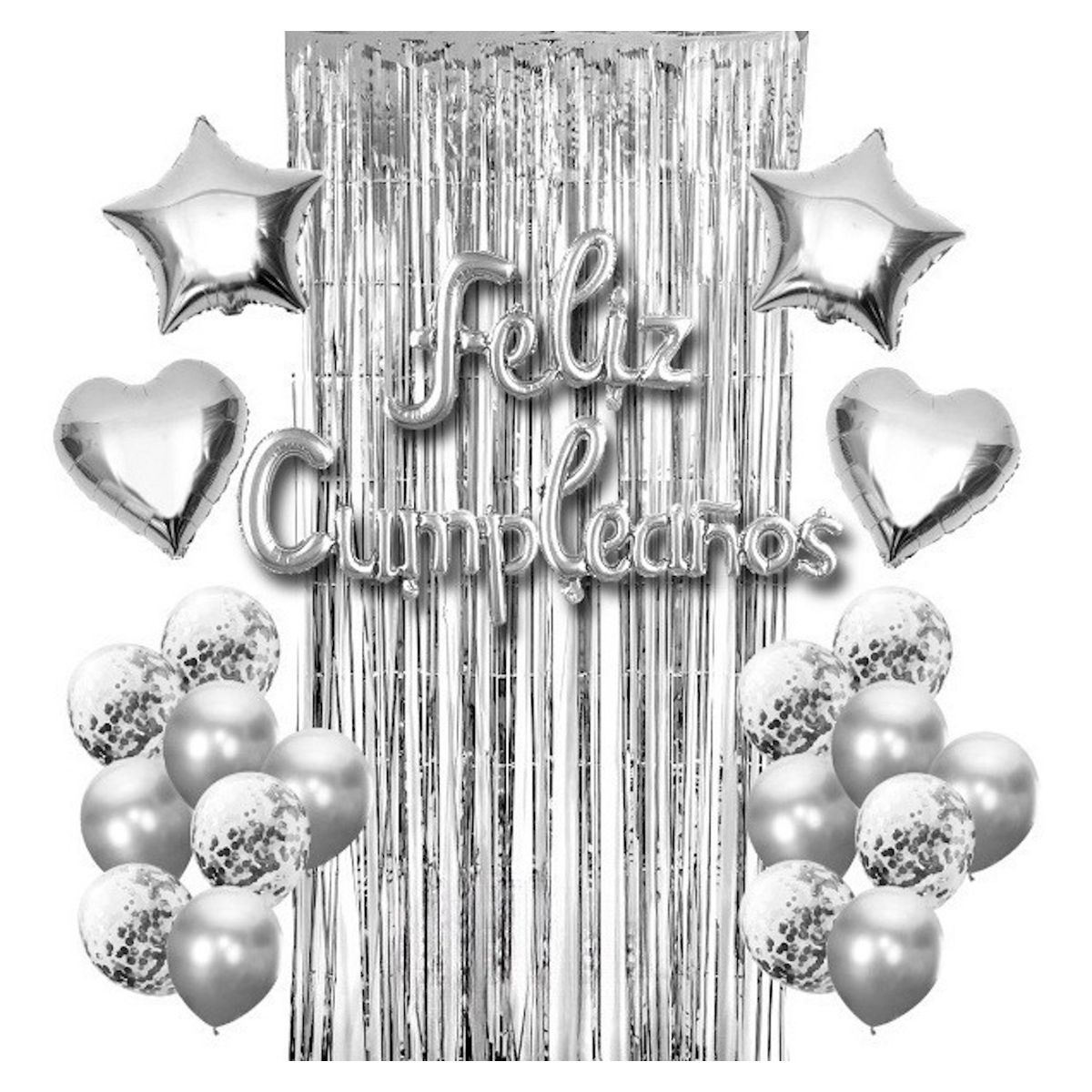 GENERICO - Set De Globos Cortina Para Fiestas Cumpleaños Plata