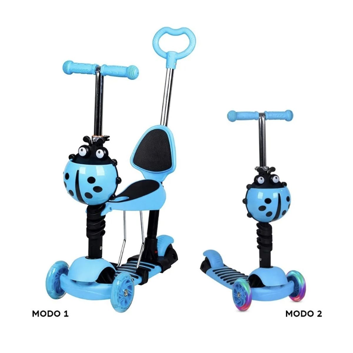 GENERICO - Scooter Monopatín 3 En 1 Ajustable Niño Niña Chinita Luces Led Variedades