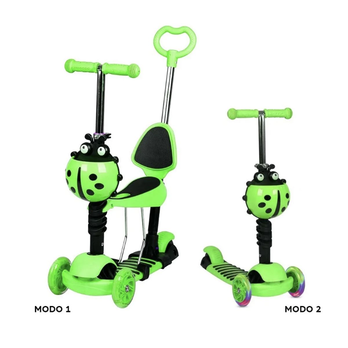 GENERICO - Scooter Monopatín 3 En 1 Ajustable Niño Niña Chinita Luces Led Variedades