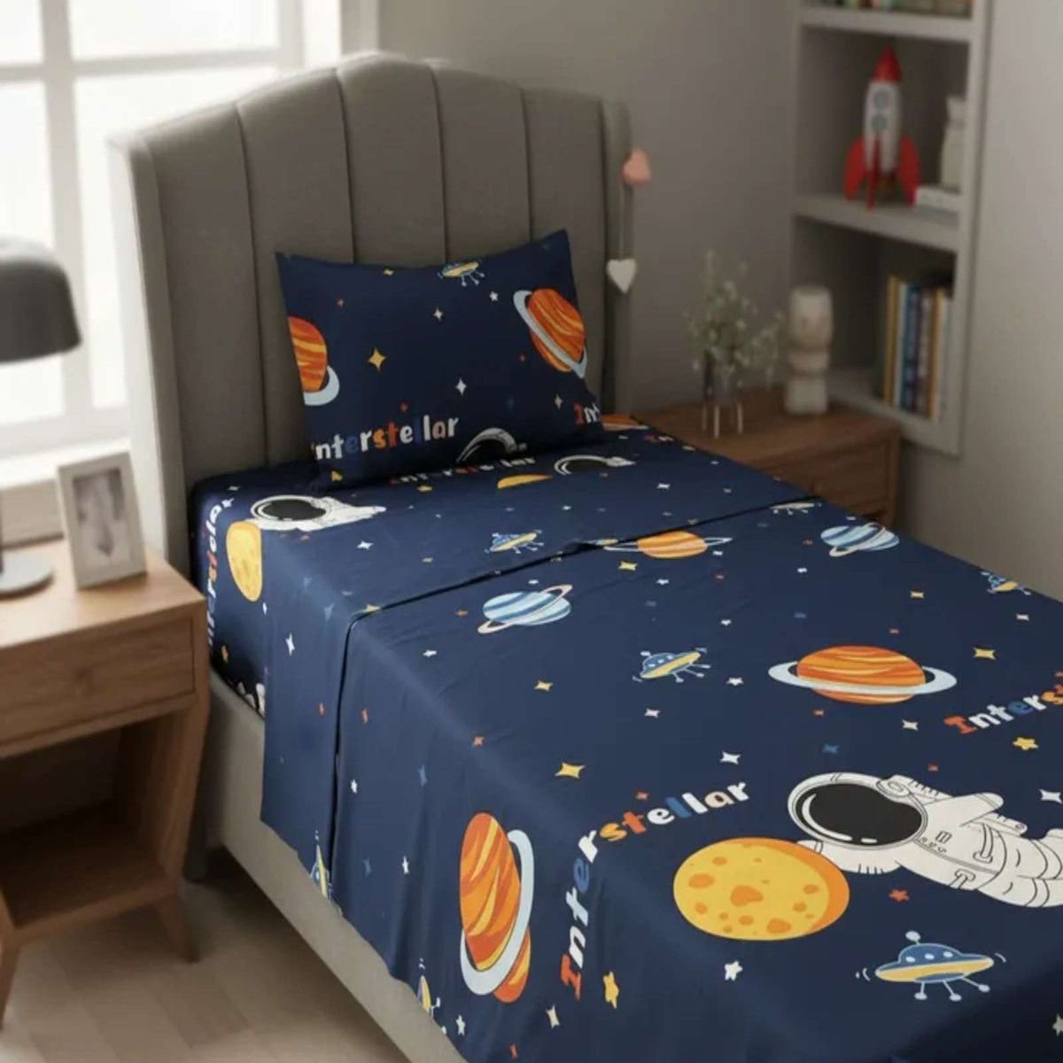 GENERICO - Juego de Sábanas Diseño infantil plaza y media Astronauta
