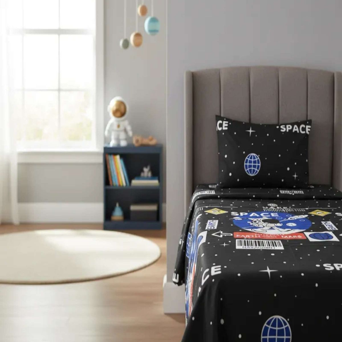 GENERICO - Juego de Sábanas Diseño infantil plaza y media Astronauta  Espacio