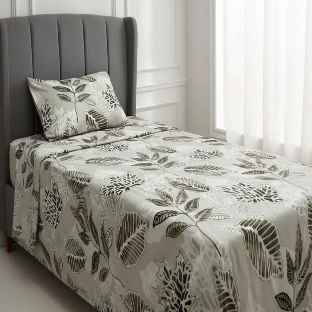 GENERICO - Juego de Sábanas plaza y media Adulto hojas