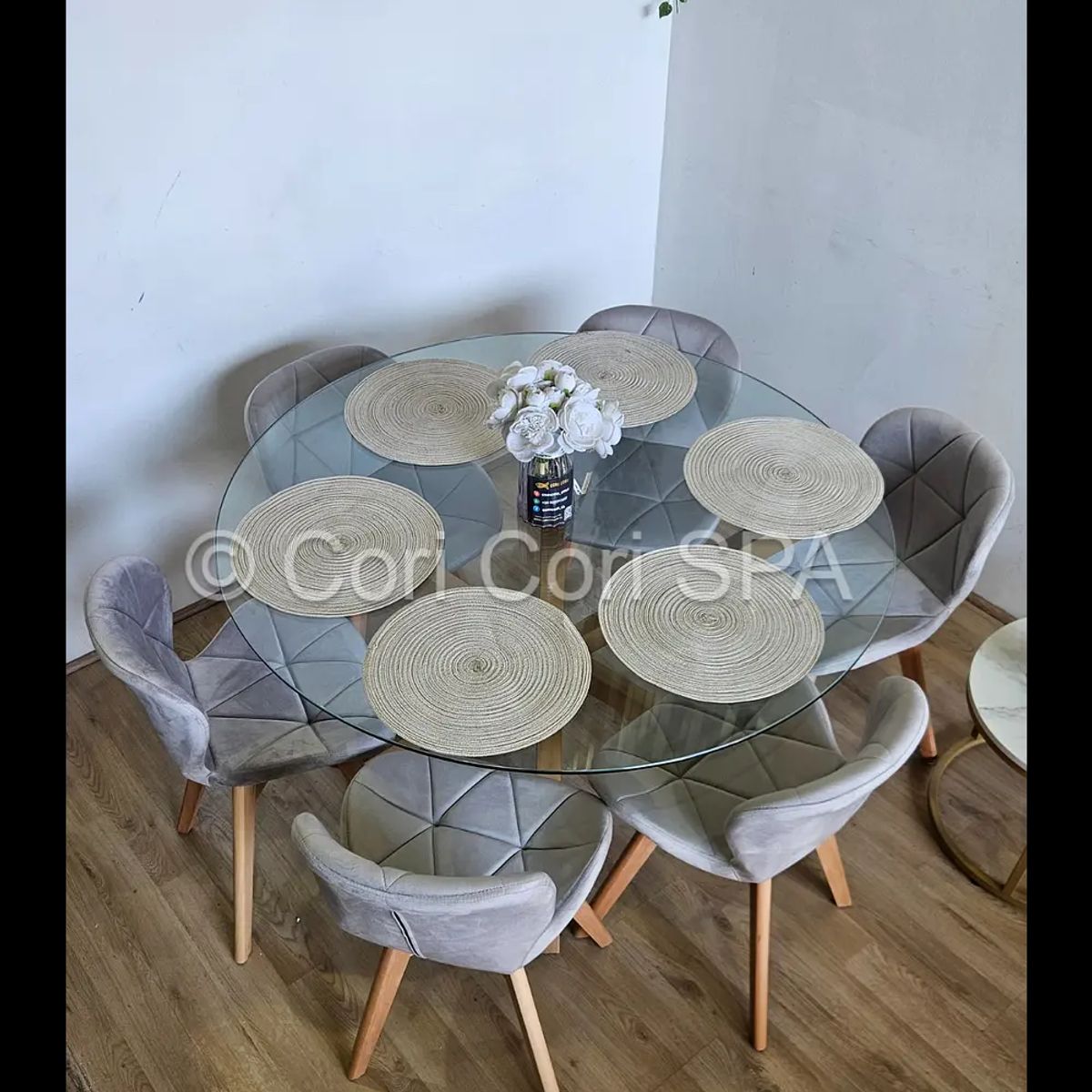 CORI CORI - Comedor Warwick 120cm + 6 Sillas Mariposa Velvet