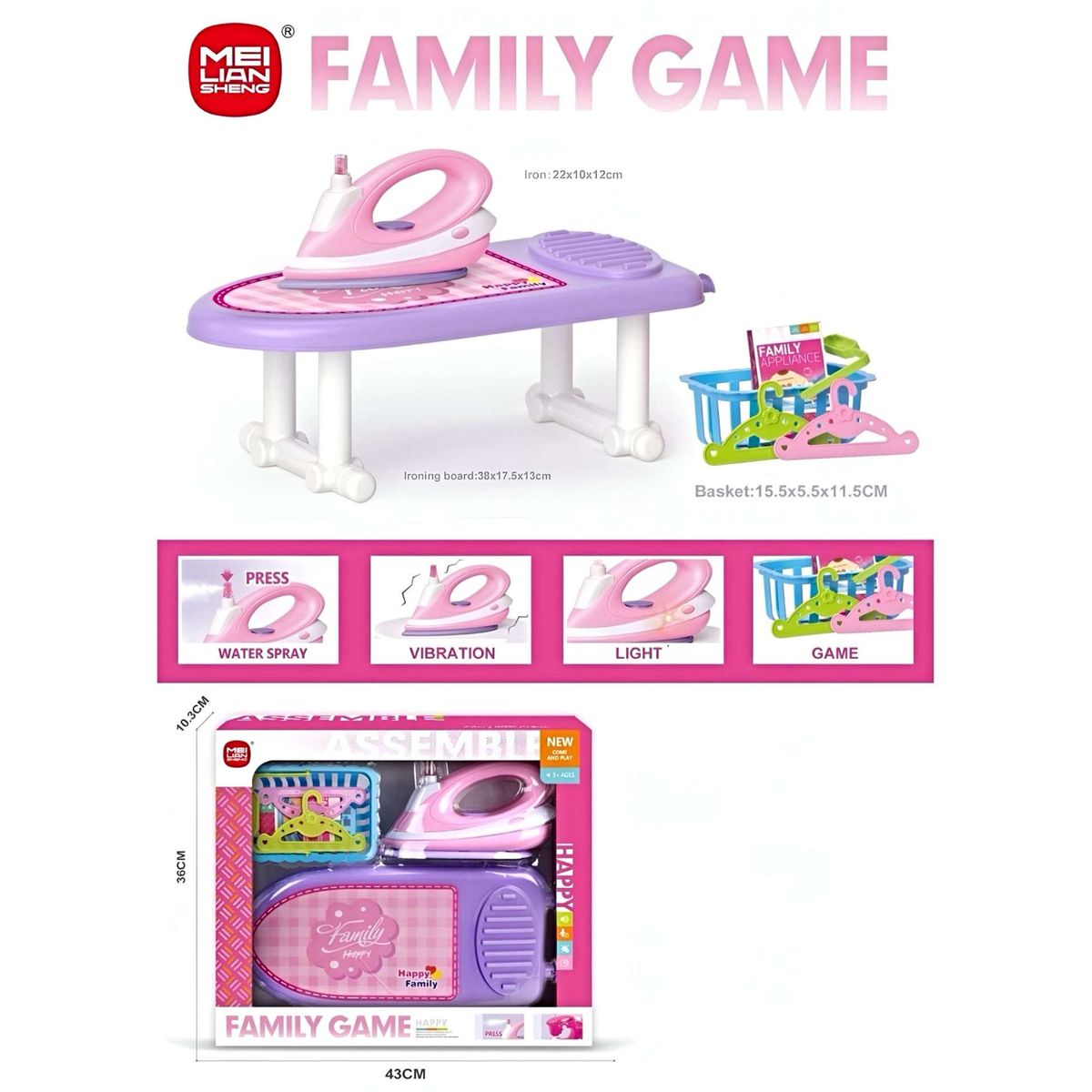 GENERICO - JUGUETE PLANCHA DE ROPA CON LUZ Y SONIDO Y CON MESA