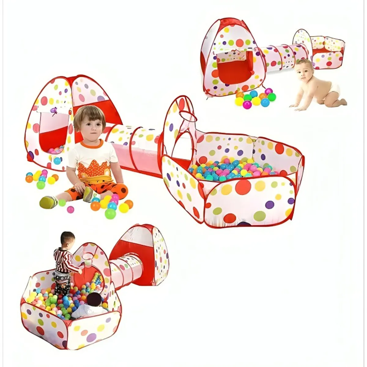 GENERICO - Carpa Piscina Para niños y Niñas Con Tunel Rojo