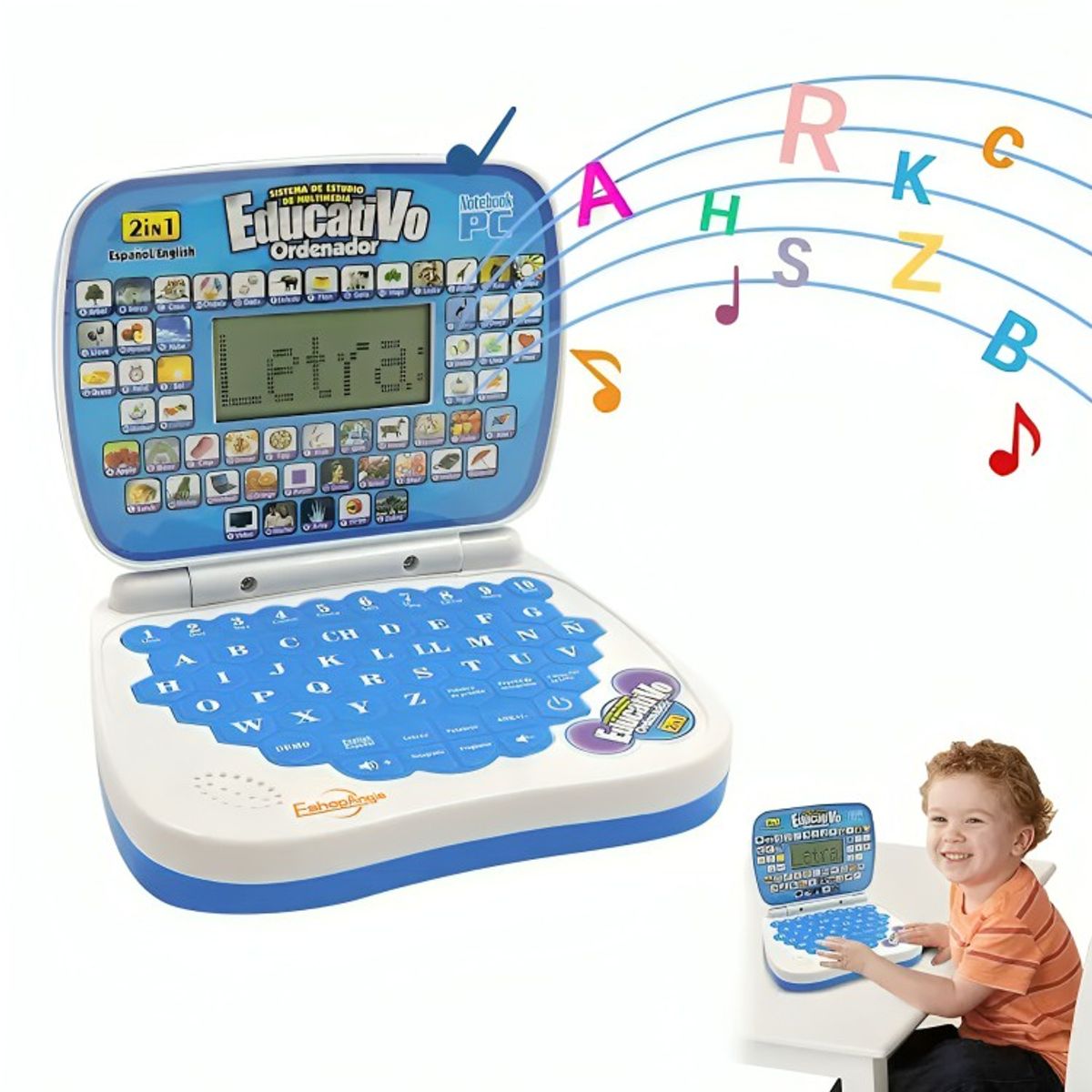 GENERICO - Laptop De Juguete Educativa Con Pantalla Azul Para Niño