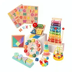 GENERICO - Pack 10 Juguetes Didácticos De Madera