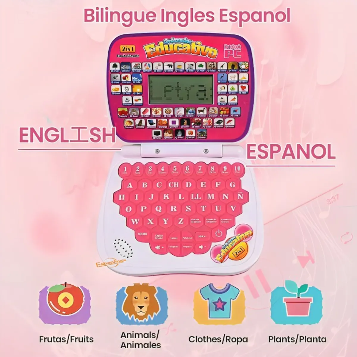 GENERICO - Laptop De Juguete  Educativa Con Pantalla Fucsia