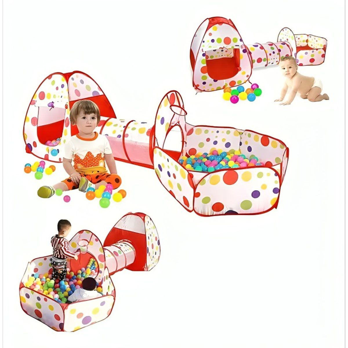 GENERICO - Carpa Piscina De Pelotas Con Tunel Rojo