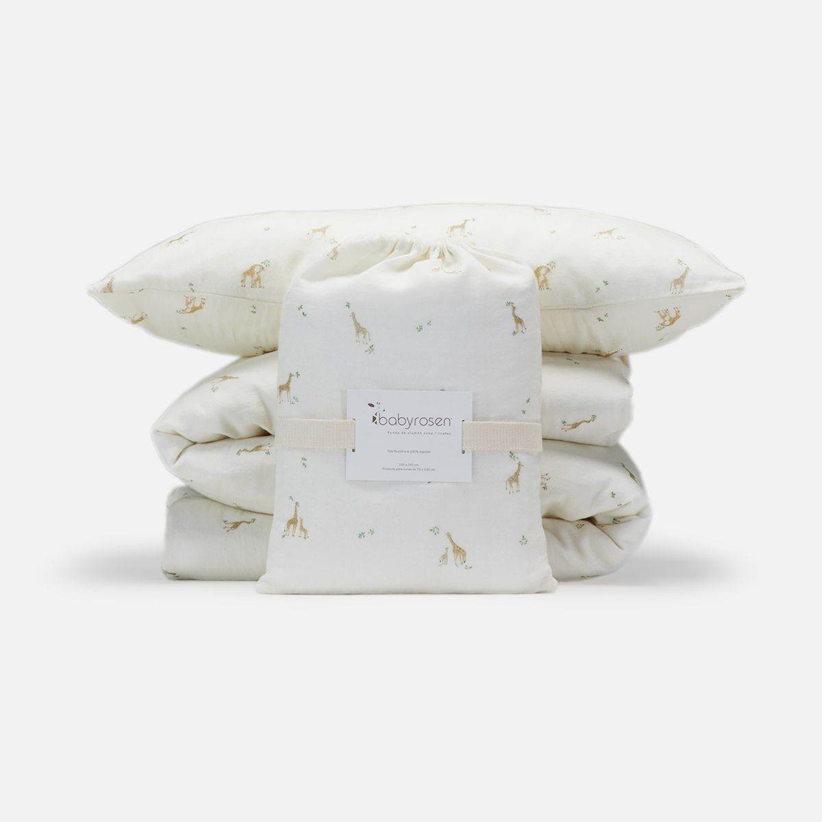 BABYROSEN - Funda de Plumón Cuna Muselina Reversible Jirafas
