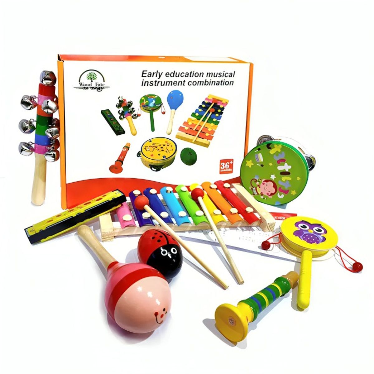 GENERICO - Set 8 Instrumento Musicales  Madera Para Niños