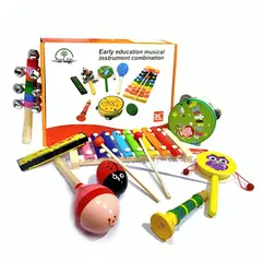 GENERICO - Set 8 Instrumento Musicales Madera Para Niños