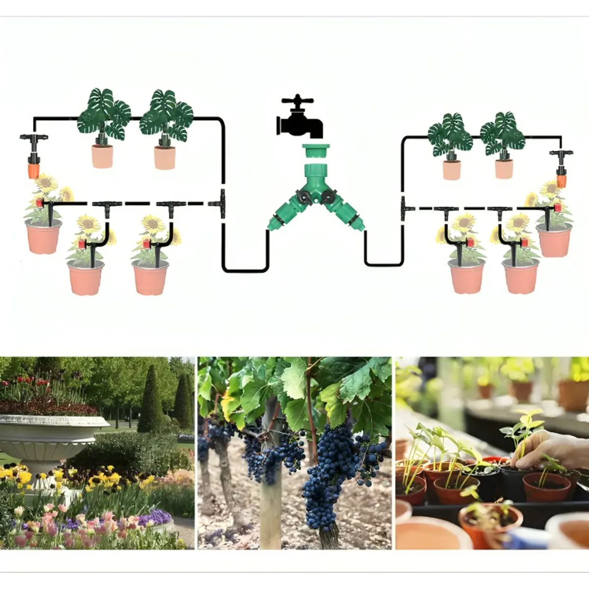 GENERICO - Kit De Riego Sistema Automático 40m 164pcs