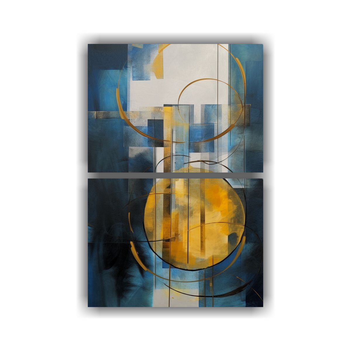GENERICO - Pintura Abstracta Mágica Con Azul Oscuro Y Oro 30x40 Cm